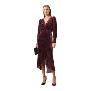 Ronny Kobo Collection | Dresses | Ronny Kobo Astrid Midi Dress Animal Print  Black Burgundy Velvet Size 6 | Poshmark